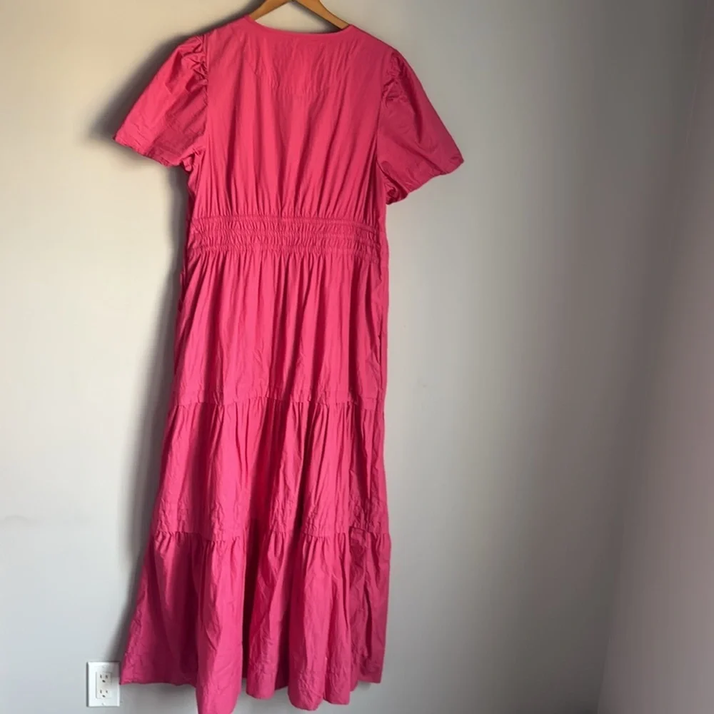 Quince Hot Pink Short-Sleeve Tiered Maxi Dress - Picture 8 of 13